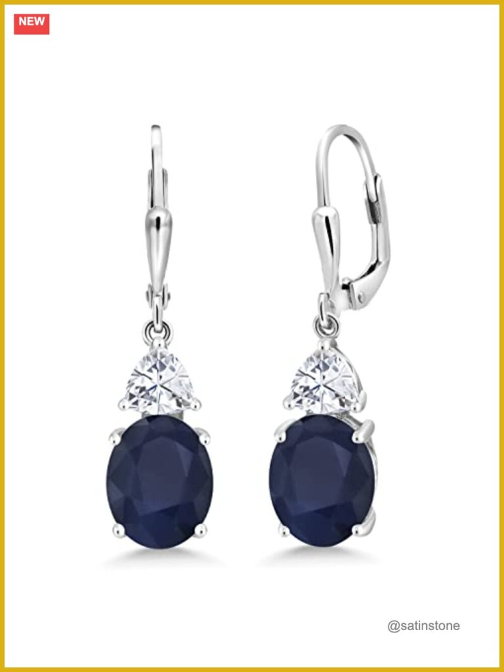 925 Sterling Silver Oval Gemstone Moissanite Drop Dangle Earrings